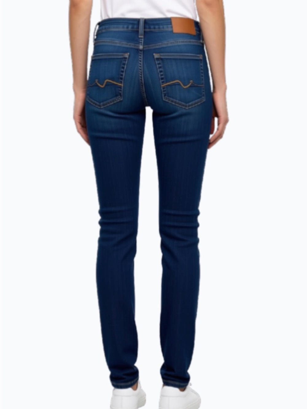 7 For All Mankind Women's Skinny Jeans - Dark Blue Wash - Picture 4 of 7
